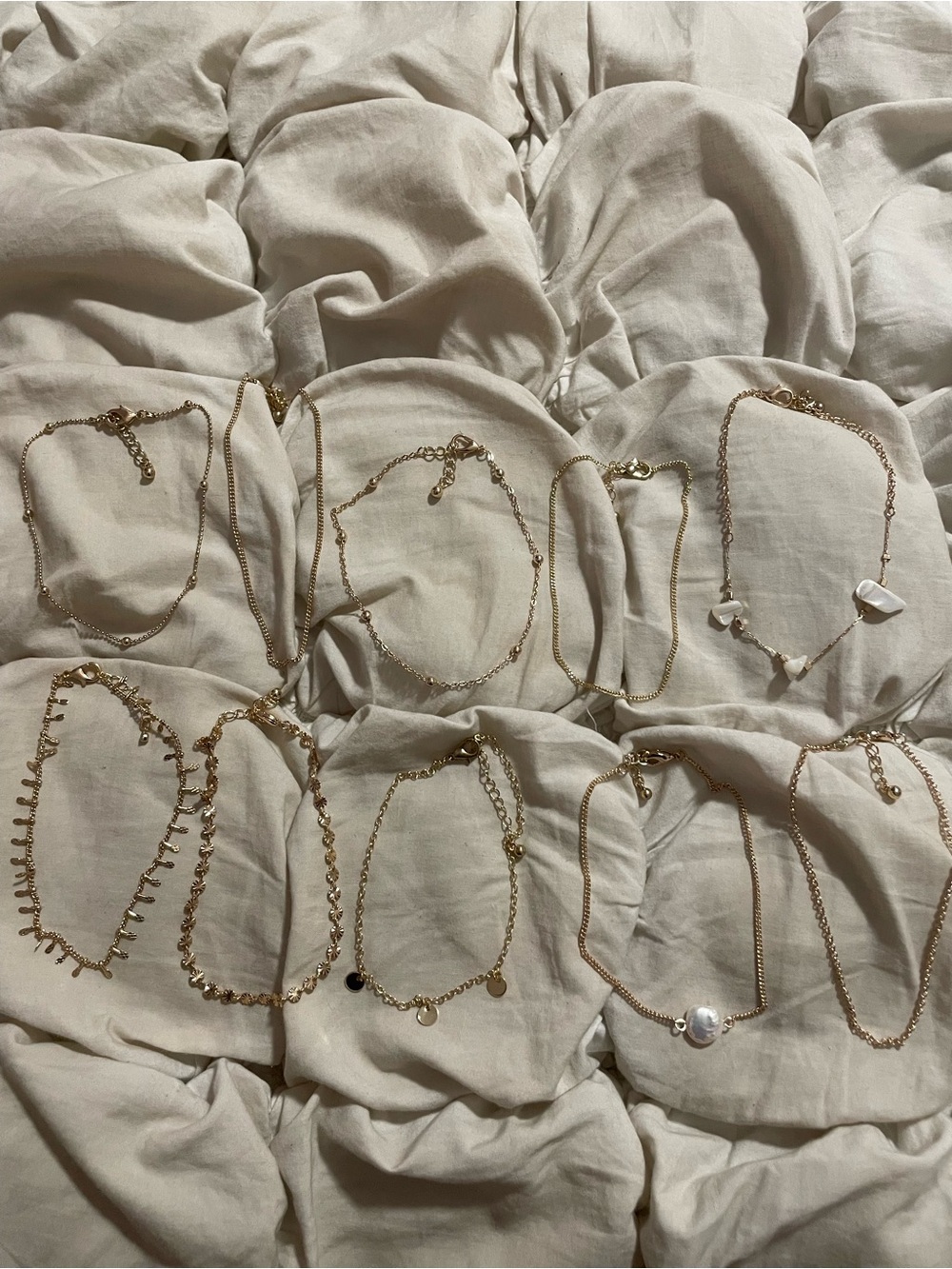 Free People Gold-Tone Multi-Style Anklet Stack
